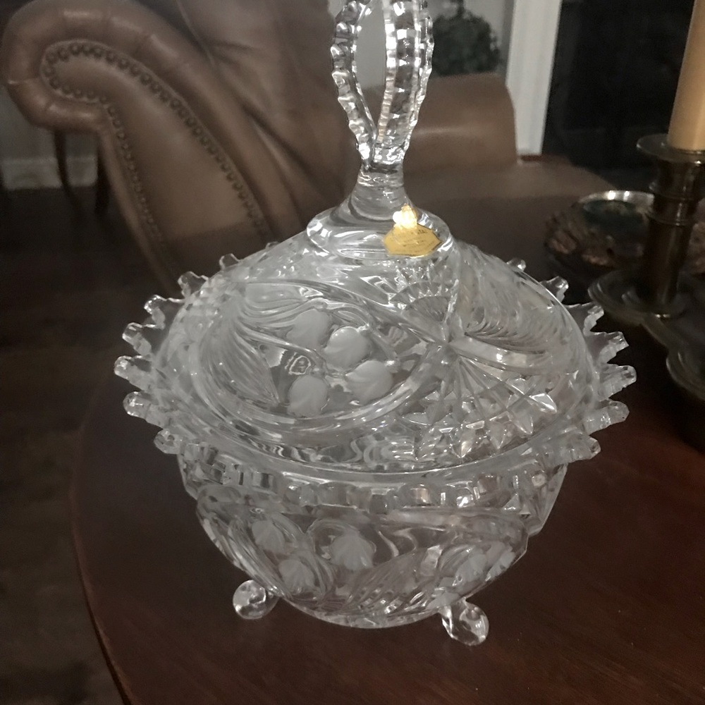 Lead crystal candy dish